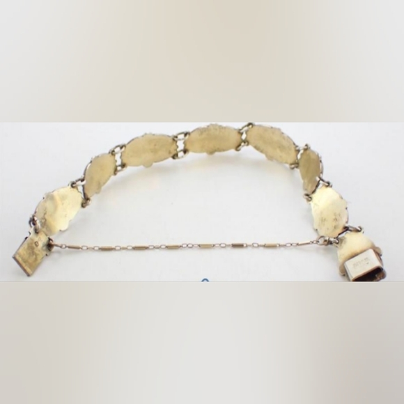 Guilloche Sterling Norway Scene Panel Links Ivar Holt 925 1950's Signed Bracelet - Picture 4 of 14